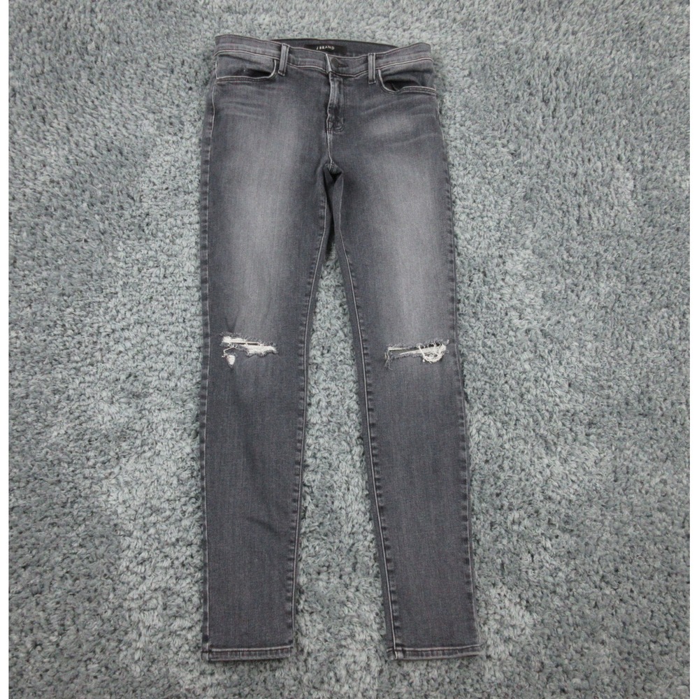 J Brand Jeans Womens 29 Black Gray Denim Tapered Super Skinny Distressed 29x28*
